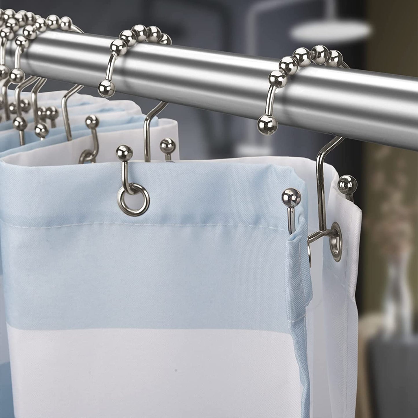 12 Pcs Shower Curtain Hooks with 72X72 Clear Shower Curtain Liner