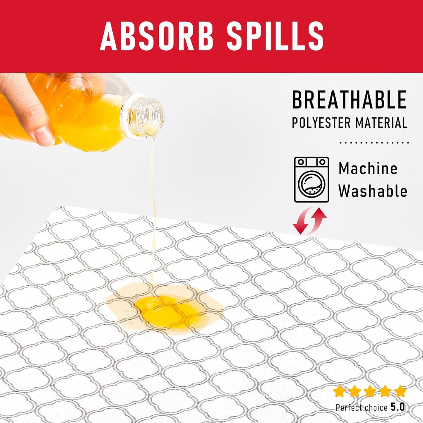 Non Slip Refrigerator Liners, 2-In-1 Fridge Mats and Fresh-Keeping Shelf Liners, Absorbs Excess Moisture, Bpa-Free, Multiple Sizes for Glass Shelves Kitchen Cabinets Drawers, 6 Pack, 12" × 24"