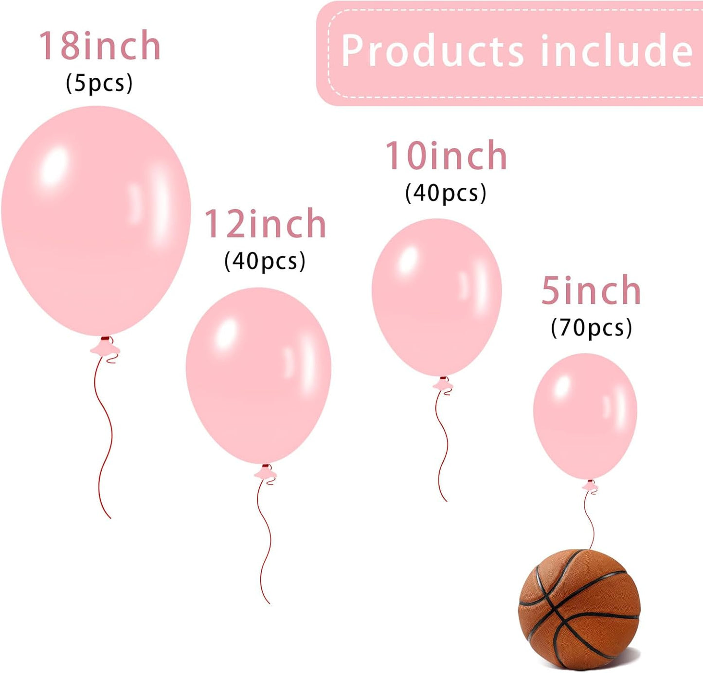 Pastel Pink Balloons 145 Pcs Light Pink Brthday Decorations Different Sizes of 18 12 10 5 Inch Baby Pink Balloons for Gender Reveal Balloons Garland Balloon Arch as Birthday Party Decorations