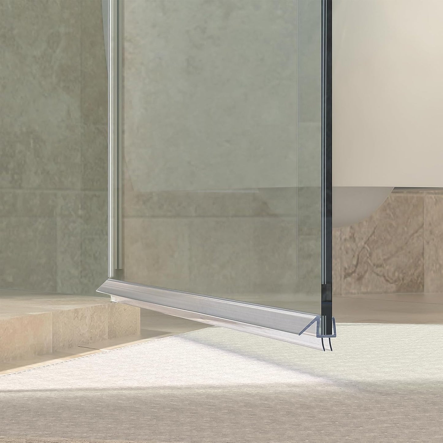 Shower Door Bottom Seal, 3Pack Shower Door Sweep Strip, Frameless Glass Doors Seal Strip for 3/8'' (10Mm) Thick Doors, Showers Water Guard & Barrier - Stop Water Leakage, 39.3'' X 0.39''