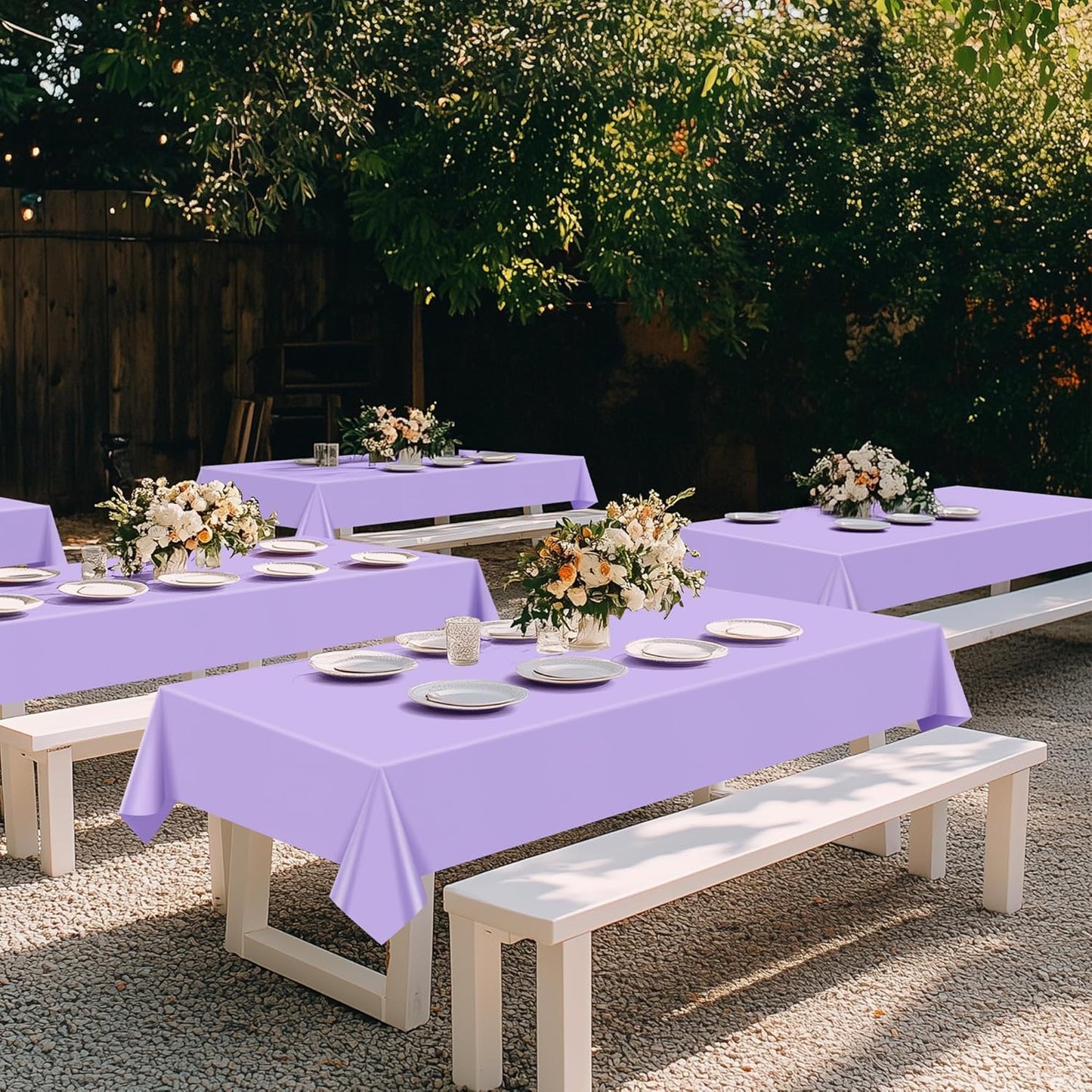 Light Purple Rectangle Tablecloth Set of 4, 54x72 Inches, Waterproof and Spillproof Disposable Plastic Covers, Durable for Dining, Buffet, Picnic, and Outdoor Events