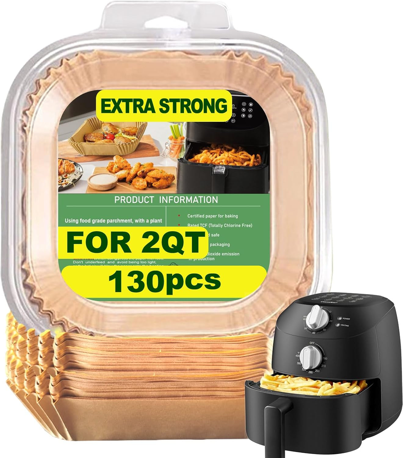 Small Air Fryer Liners for COMFEE' Compact 2.1 Air Fryer, 2 Qt Air Fryer Liners for Instant Pot Vortex Mini, Air Fryer Paper Liners Disposable 2 Qt Mini Liners for Gourmia Compact Digital