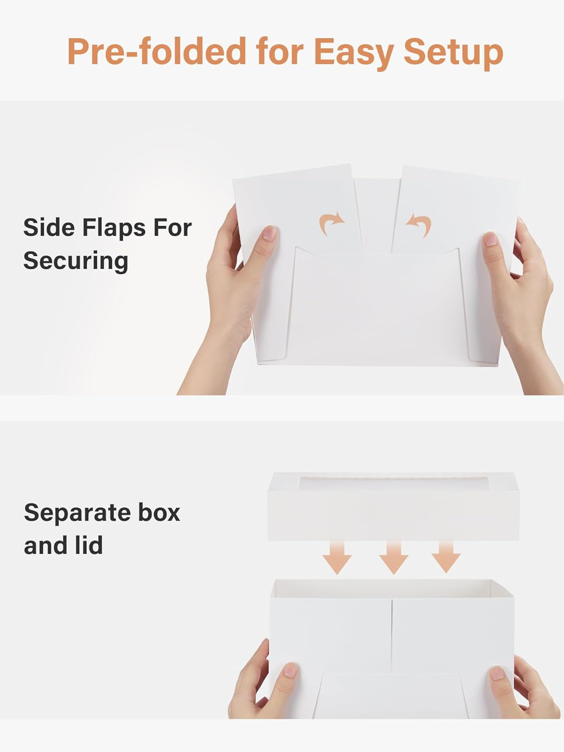 10 Sets Cake Boxes with Cake Boards, 10X10X8 Inch White Tall Cardboard Containers for Multi-Layer Desserts, Perfect for Decorating, Mother'S Day & Bakery Use