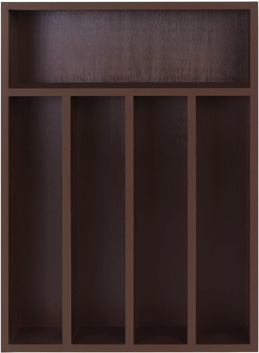Silverware Organizer, Bamboo Utensil Drawer Organizer for Cutlery, Utensils & Flatware (5 Compartment, Brown) Pack of 1