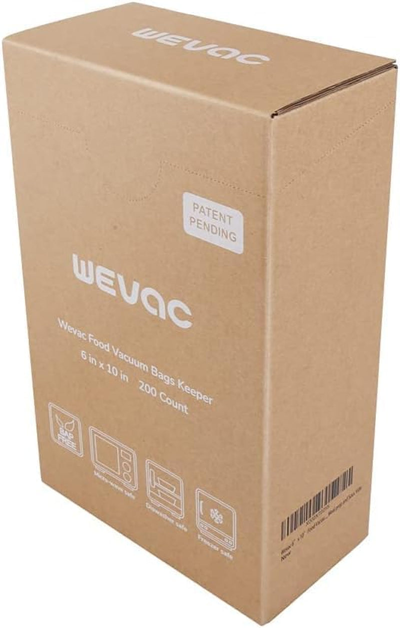 6” X 10” 200 Count Food Vacuum Sealer Bags Keeper, Precut Pint, Ideal for Food Saver, BPA Free, Commercial Grade, Great for Storage, Meal Prep and Sous Vide