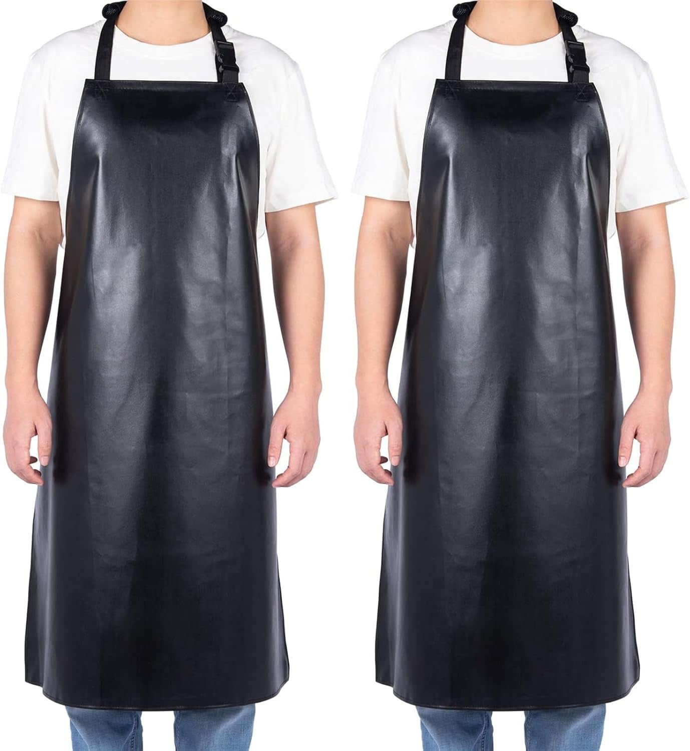 2 Pack Waterproof Rubber Vinyl Apron for Unisex Adult, Lightweight Chemical Resistant Industrial Work Apron
