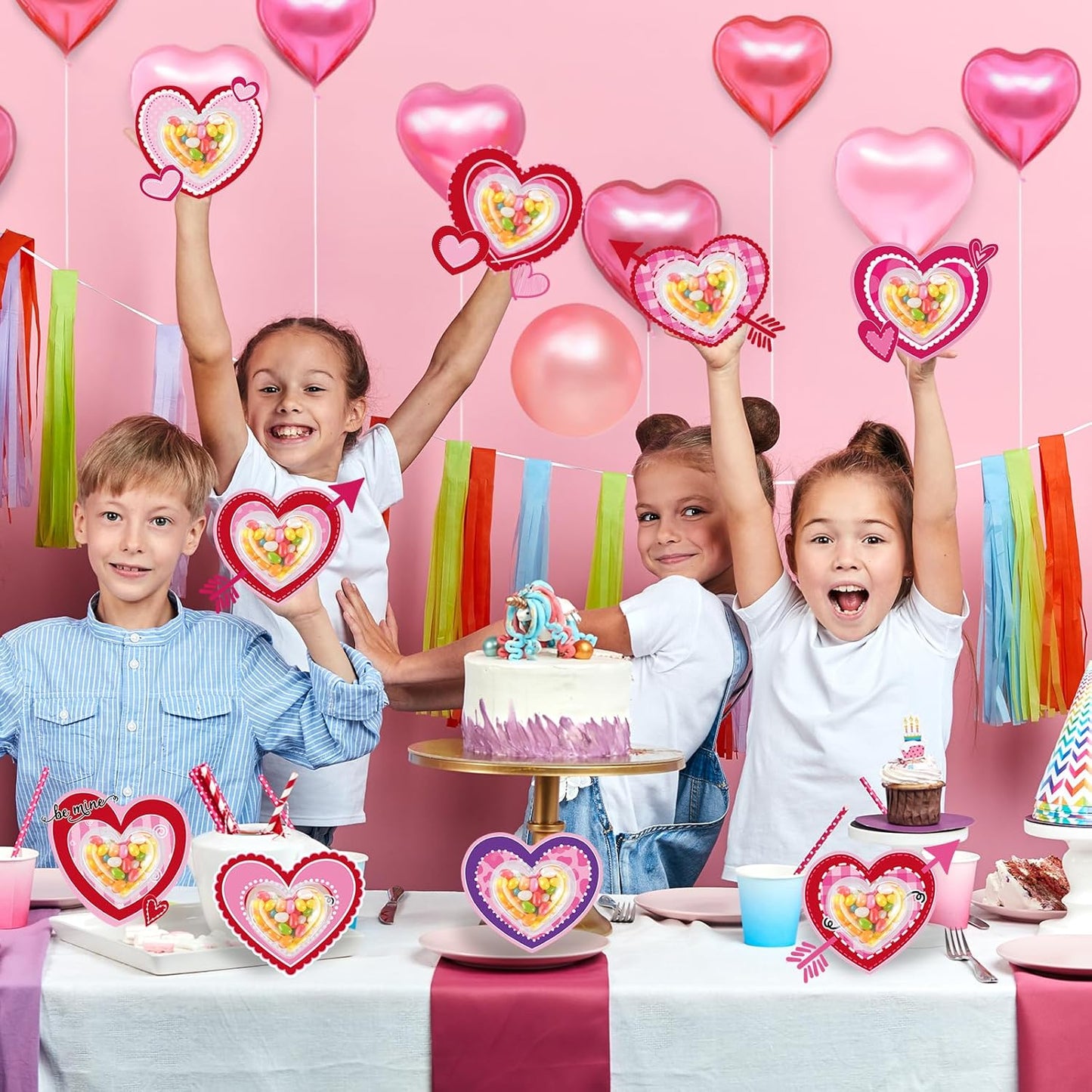 36Set Valentines Day Cards with Candy Dome Holder, Heart Shaped Valentines Candy Holder Cards for Kids, Funny Valentines Exchange Greeting Cards DIY Gift Box School Classroom Crafts Prize Party Favors