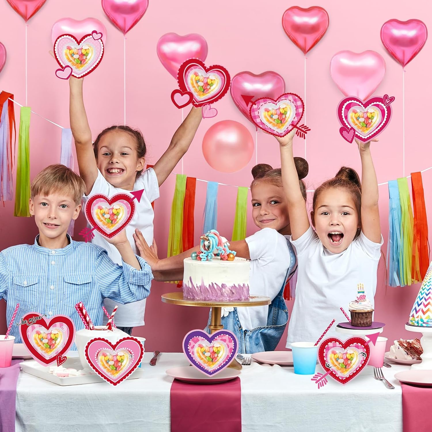 36Set Valentines Day Cards with Candy Dome Holder, Heart Shaped Valentines Candy Holder Cards for Kids, Funny Valentines Exchange Greeting Cards DIY Gift Box School Classroom Crafts Prize Party Favors