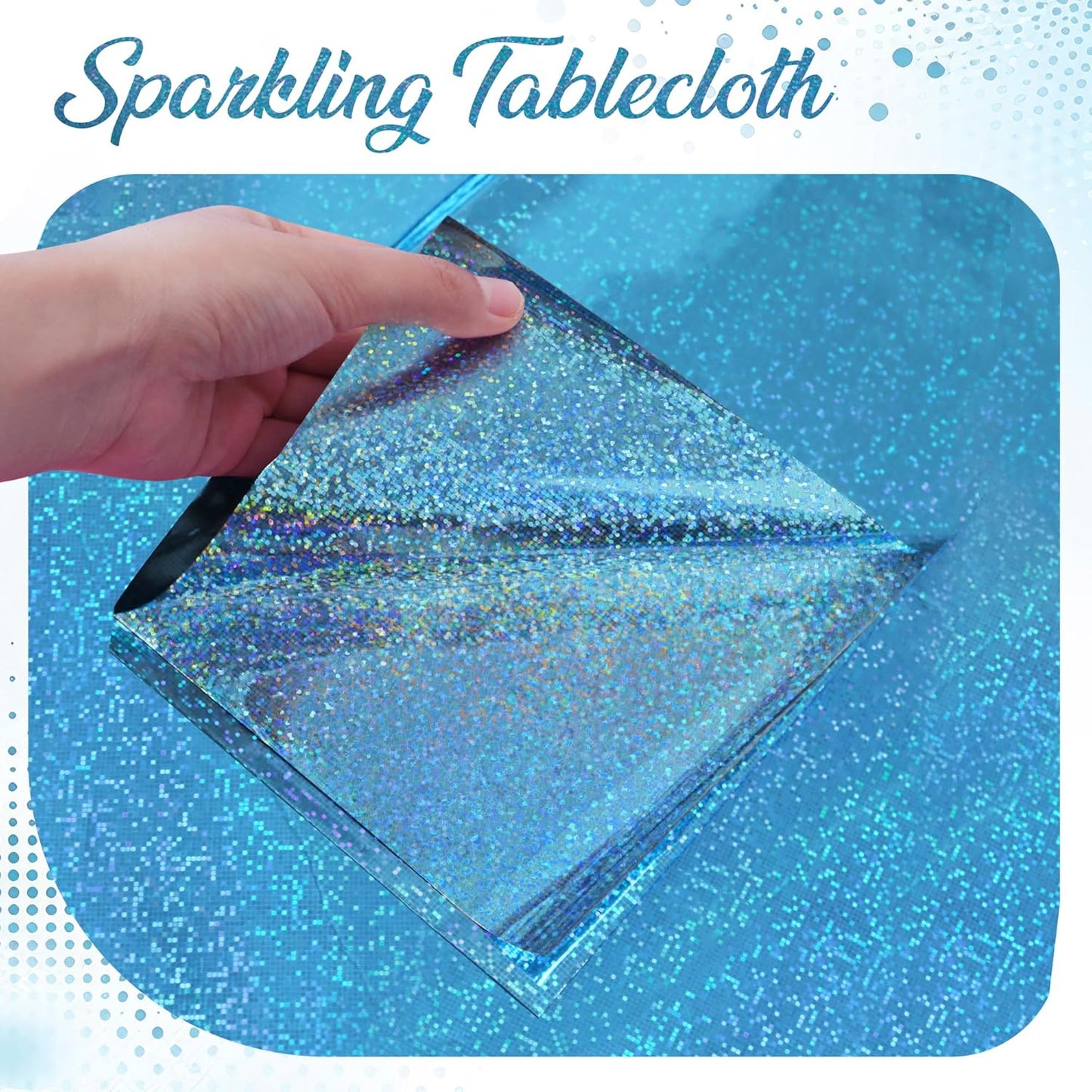 Light Blue Holographic Tablecloth 40" x 108" - Iridescent Plastic Table Cover for Valentine's Day, Birthday Celebrations, Baby Showers, and Bachelorette Parties in Hot Pink