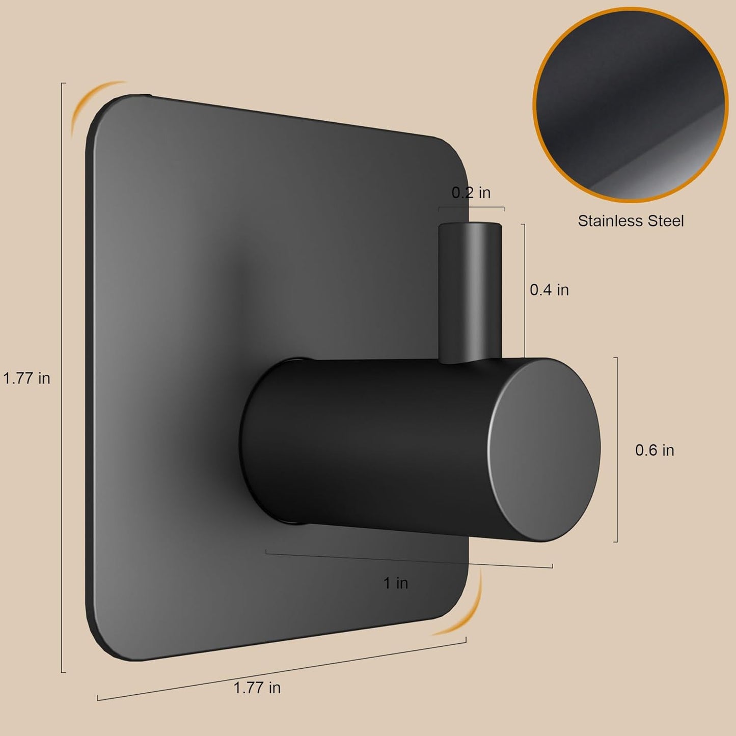 6-Piece Heavy-Duty Waterproof Adhesive Wall Hooks for Towel Storage in Bathrooms, Kitchens, and Offices (Black)