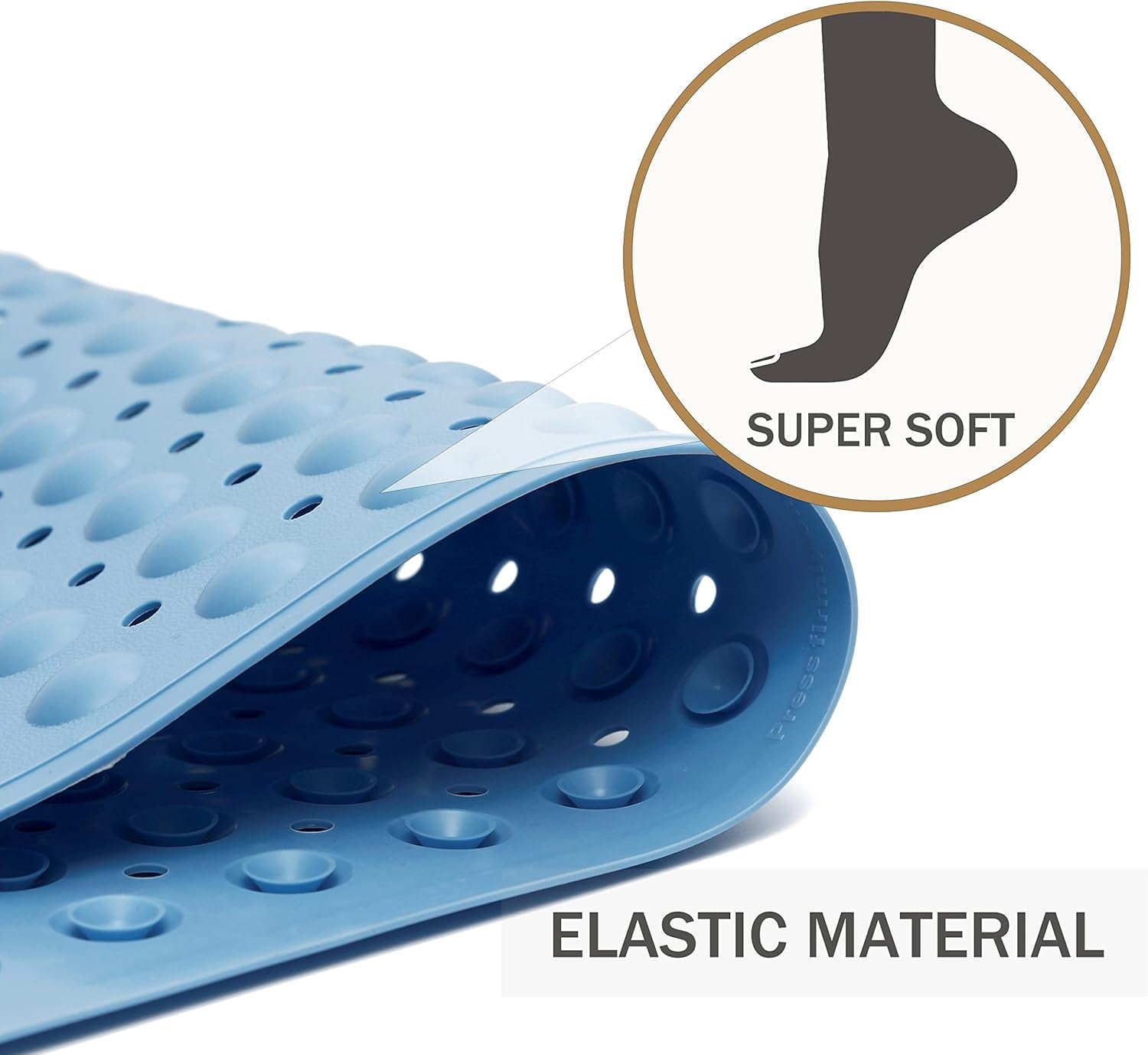 Bath Tub Mat Shower Mat Non Slip Bathtub Mats with Suction Cups Bath Mat for Tub Bathroom Mats 28" X 16" Machine Washable (Blue)