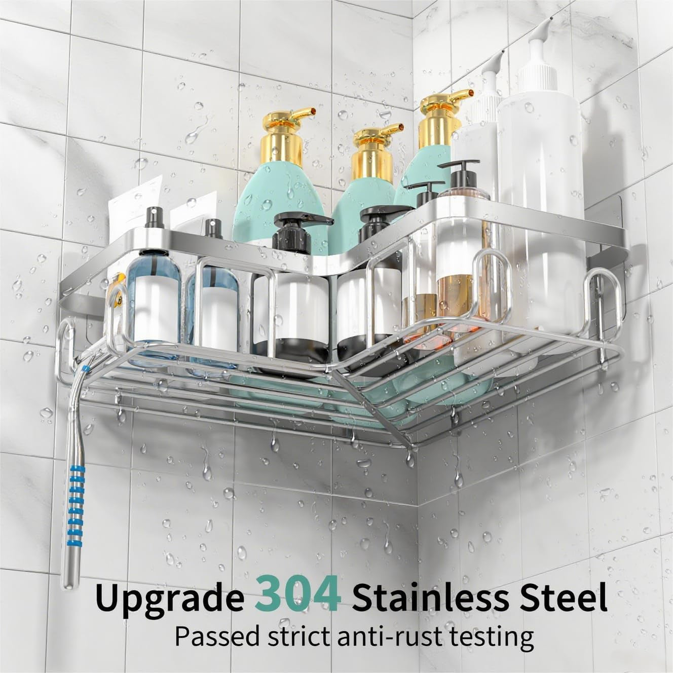 Corner Shower Caddy Shelf Organizer Rack, Self Adhesive Black Bathroom Shelves Basket, Home Farmhouse Wall inside Organization and Storage Decor Rv Accessories, Apartment Essentials