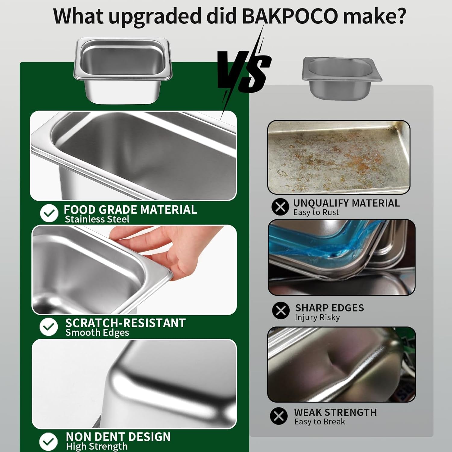 Hotel Pan with Lid 1/9 Size - 4" Deep 4 Packs Stainless Steel Food Pan for Steam Table, Commercial Restaurant, anti Jam, Buffet