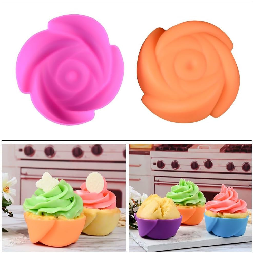 Silicone Baking Cups Cupcake Liners - 24 Pcs Reusable Silicone Molds Including Round, Rectanguar, Square, Flower Food Grade Silicone