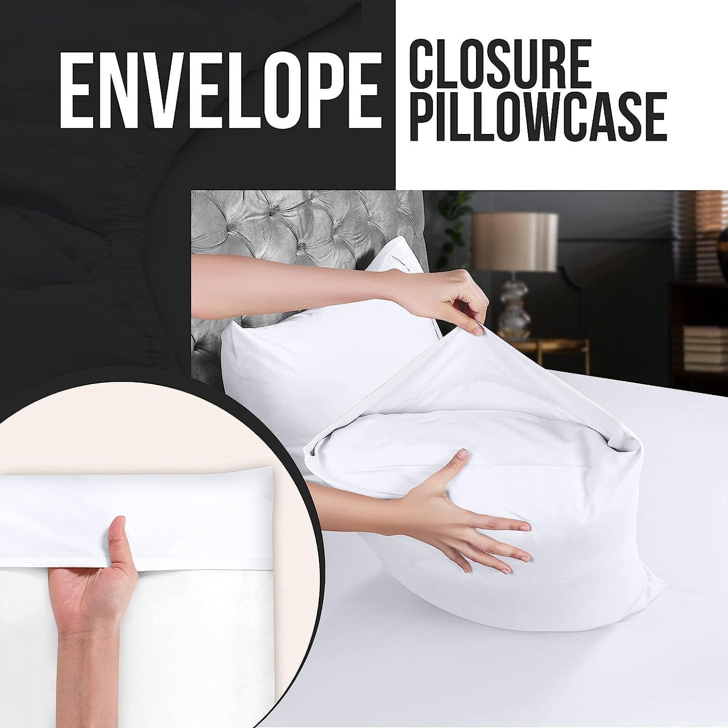 Queen Pillow Cases - 4 Pack - Envelope Closure - Soft Brushed Microfiber Fabric - Shrinkage and Fade Resistant Pillow Covers Queen Size 20 X 30 Inches (Queen, White)