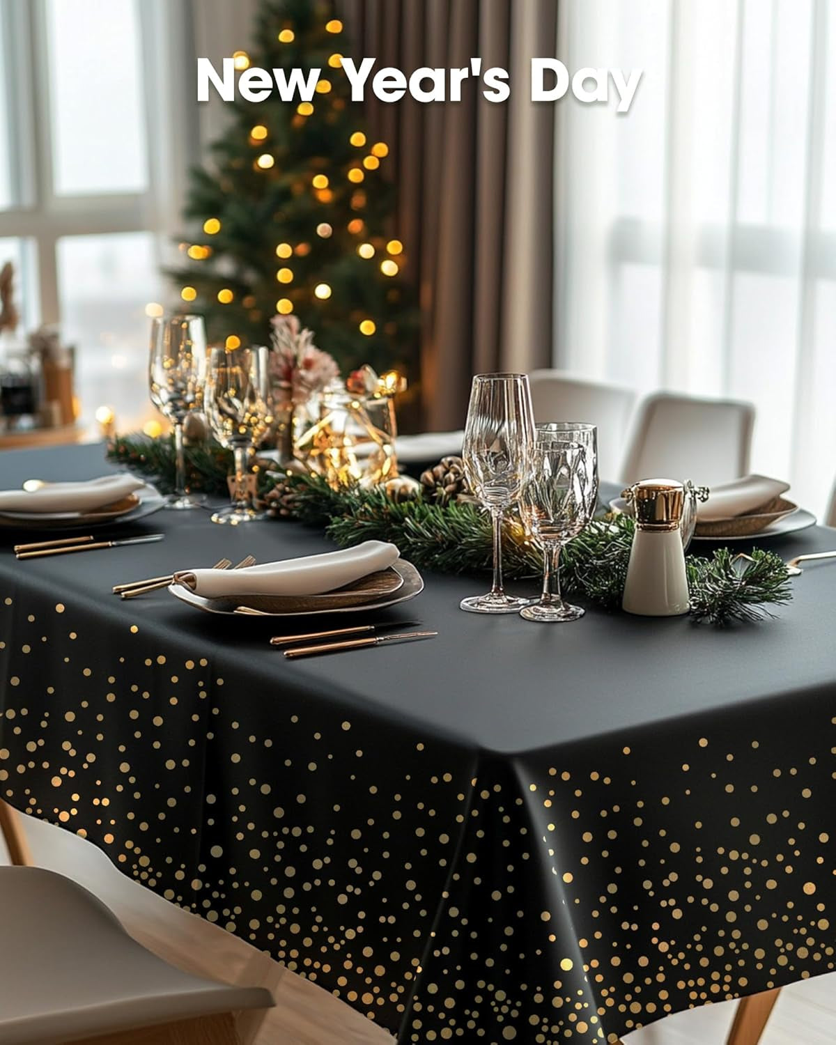 Plastic Table Cloth Disposable 10 Pack, 54 X 108 Inch Table Cloths, Graduation Decorations Class of 2025, Graduation Tablecloths, Rectangle, Plastic Cover, Leakproof & Sturdy, Black and Gold