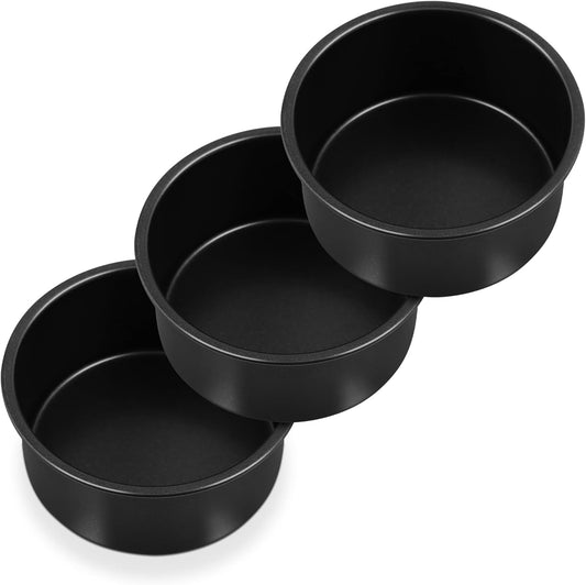 Cake Pan Set of 3, Non-Stick round Baking Cake Pans Tins for Tier Smash Cakes, Non-Toxic & Solid, Stainless Steel Core & Leak-Proof, 4 Inch