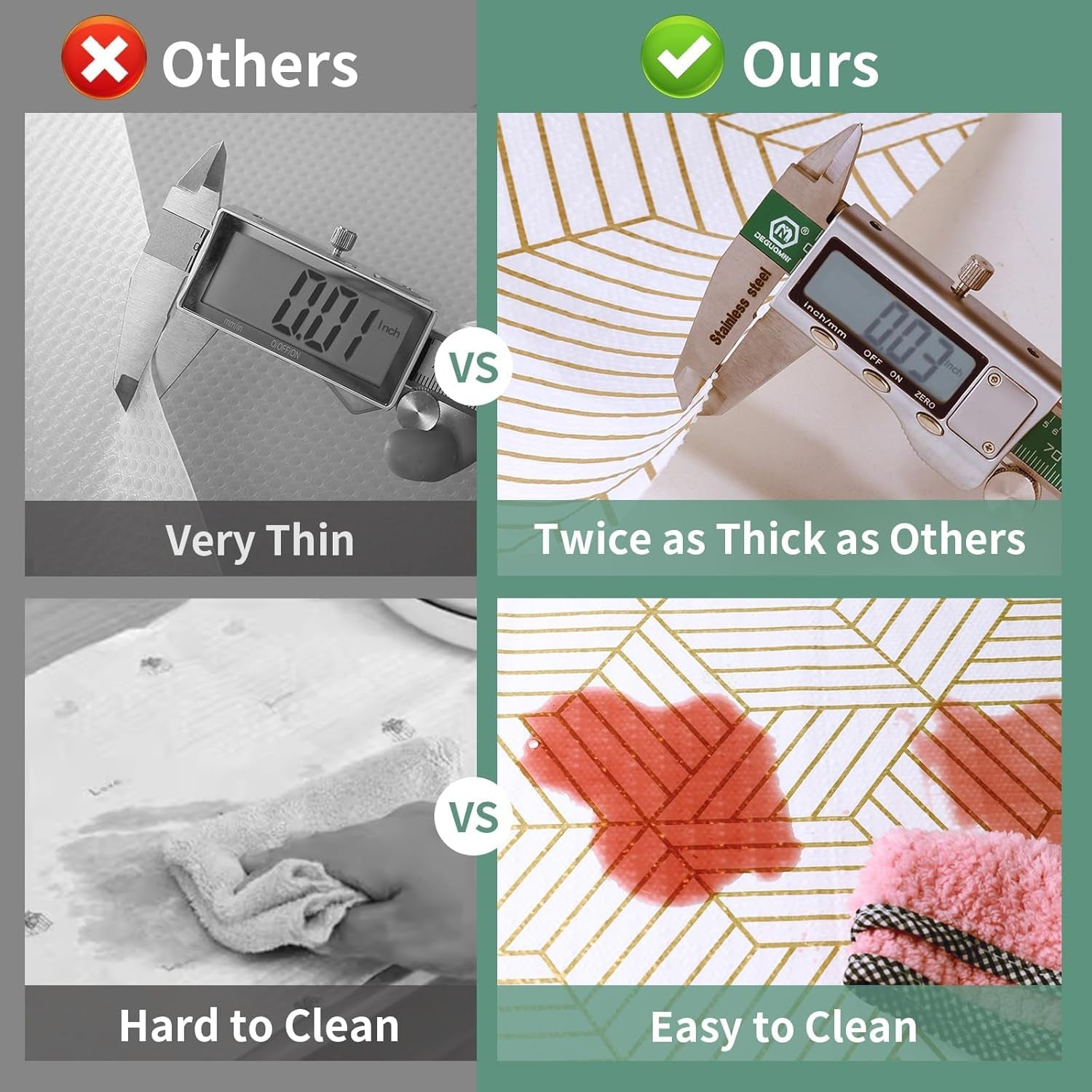 Gold and White Shelf Liners for Kitchen Cabinets Non Adhesive Cabinet Liner Strong Non-Slip Thickened Easy to Clean for Shelf Cabinet with Knife and Tape Measure