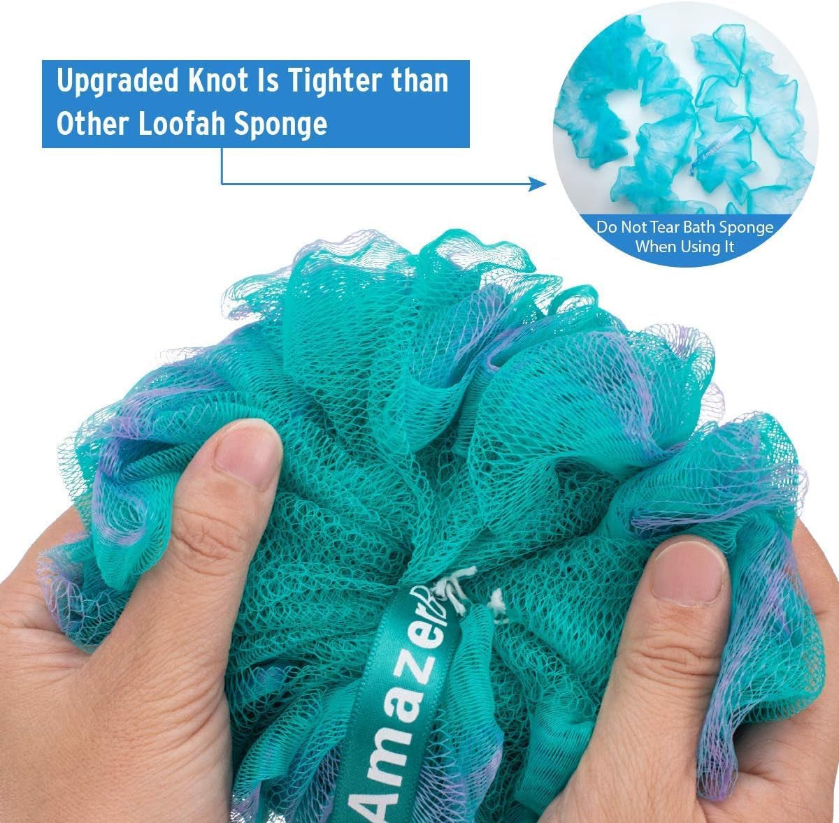 Shower Bath Sponge Shower Loofahs Balls 75G/Pcs and 72X72 Inches PEVA 3G Shower Curtain Liner