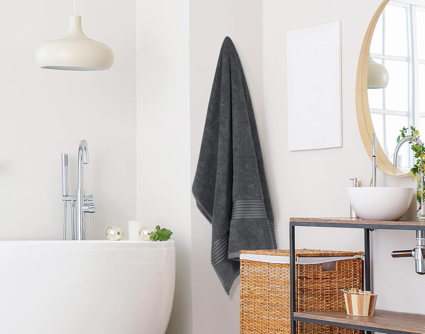 Extra Large Bath Sheets 2 Pack, 35 by 70 Inches,100% Cotton Highly Absorbent & Quick Dry Bath Towel for Adults, Super Soft Towel, Grey
