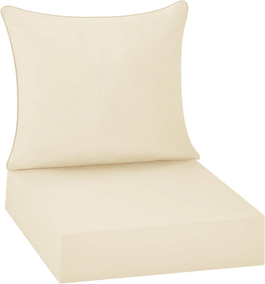 ® Outdoor Seat Cushions 24 X 24 X 5.75 Inch, Waterproof & Fade Resistant Patio Furniture Replacement Cushions with Removable Cover for Chair, Sofa, Couch, Wicker, Beige