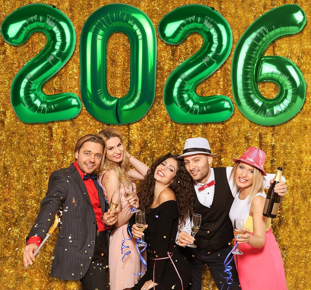 Dark Green 2026 Number Balloon, Black Number Balloons 40 Inch, 2026 Balloon Birthday Decorations, 2026 Birthday Party Supplies