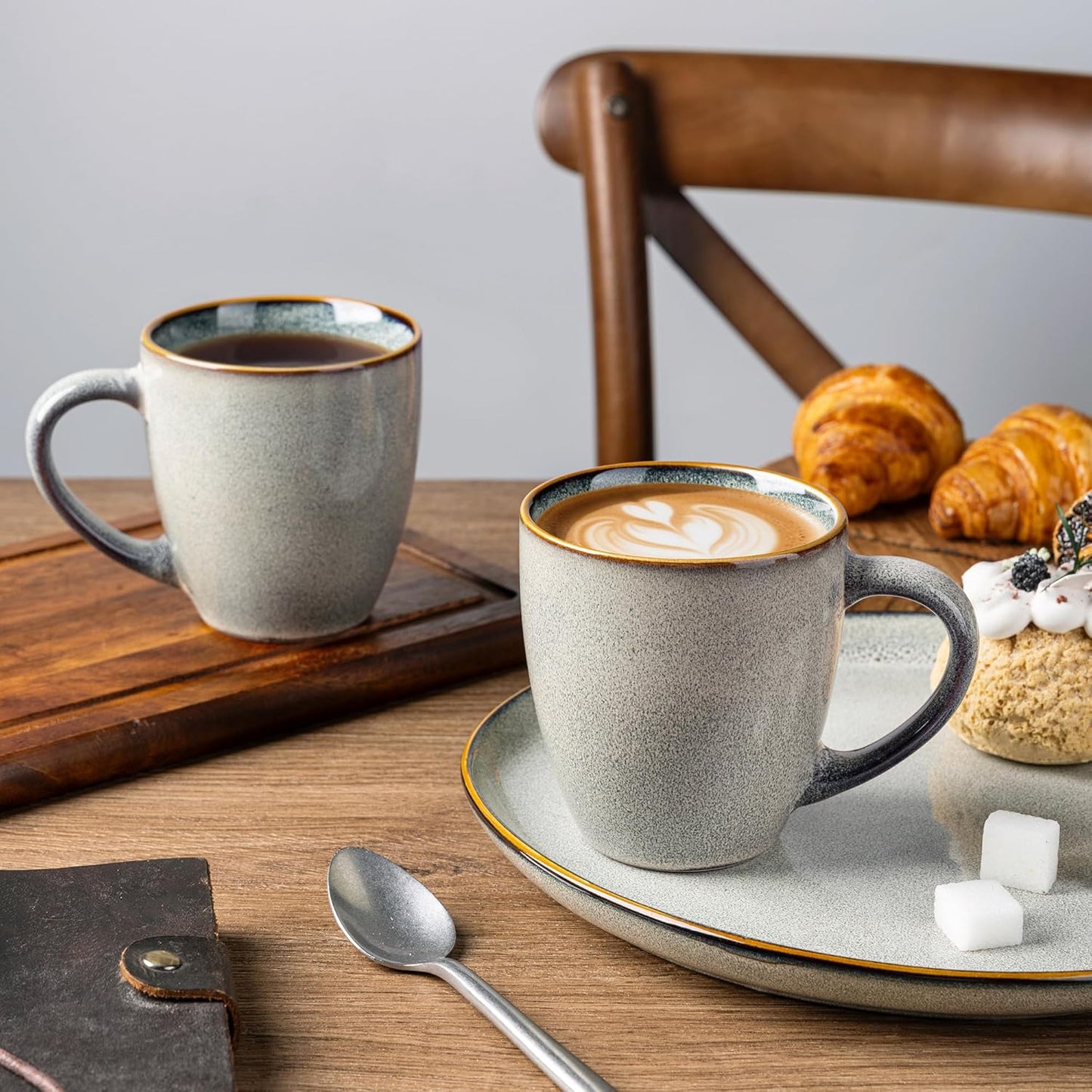 Ceramic Coffee Mug Set of 6, 12 Oz Stoneware Cups for Versatile Beverages, Lightweight and Dishwasher/Microwave Safe