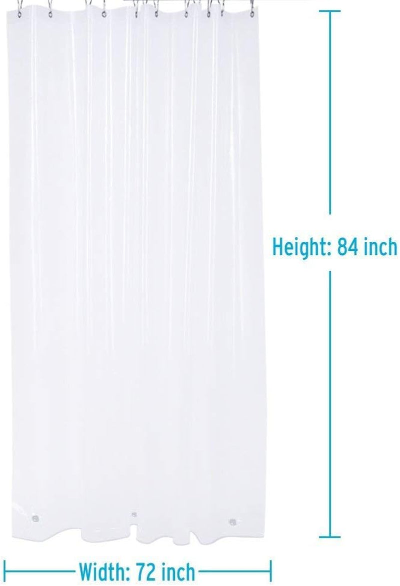 Shower Curtain Hooks Rings and 72 X 84 Inches EVA 5G Bathroom Plastic Shower Curtain