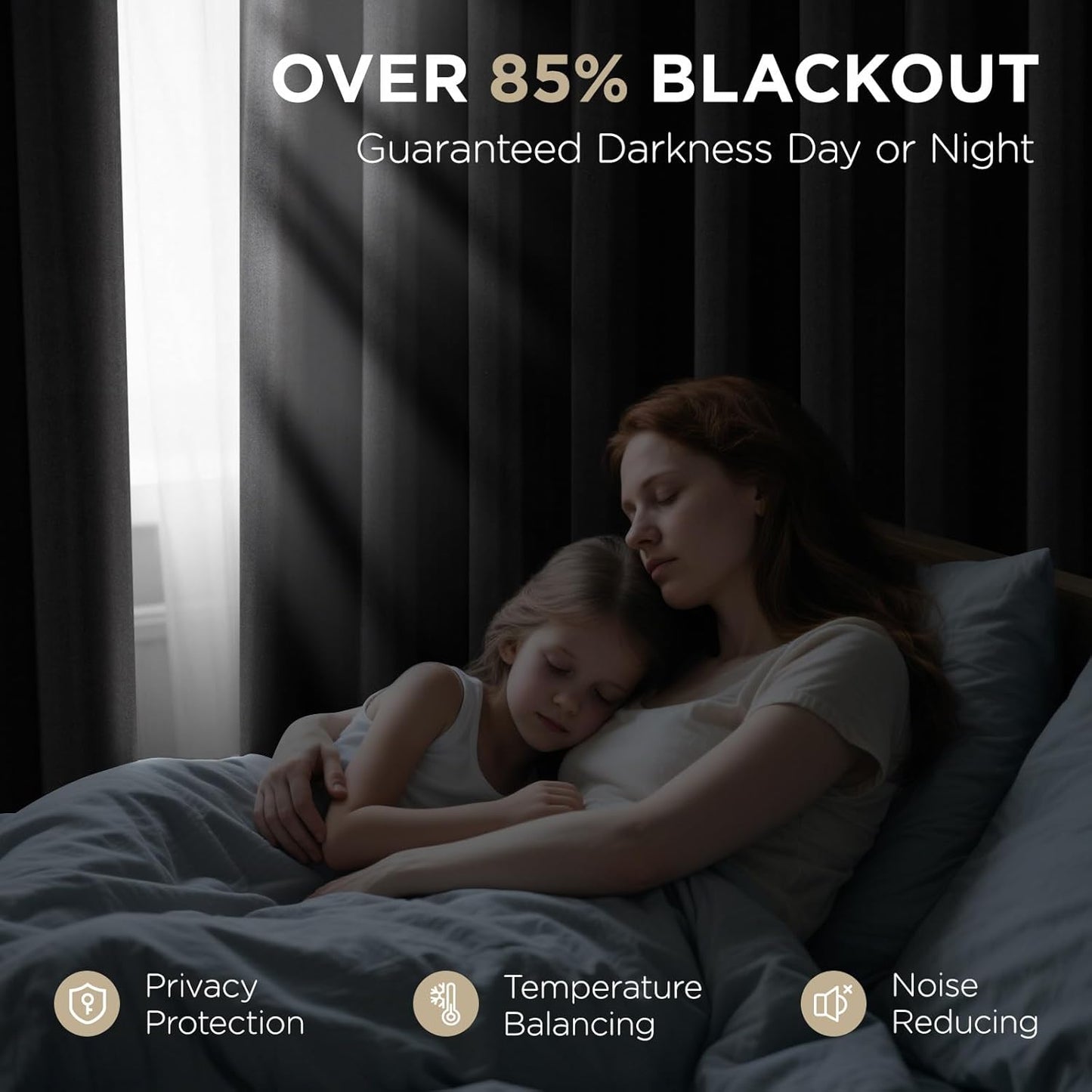 84-Inch Thermal Insulated Blackout Curtains for Bedroom - Room Darkening Light Blocking Drapes with Grommets, Noise Reduction & Wrinkle-Free Design, Set of 2 Panels for Living Room Windows