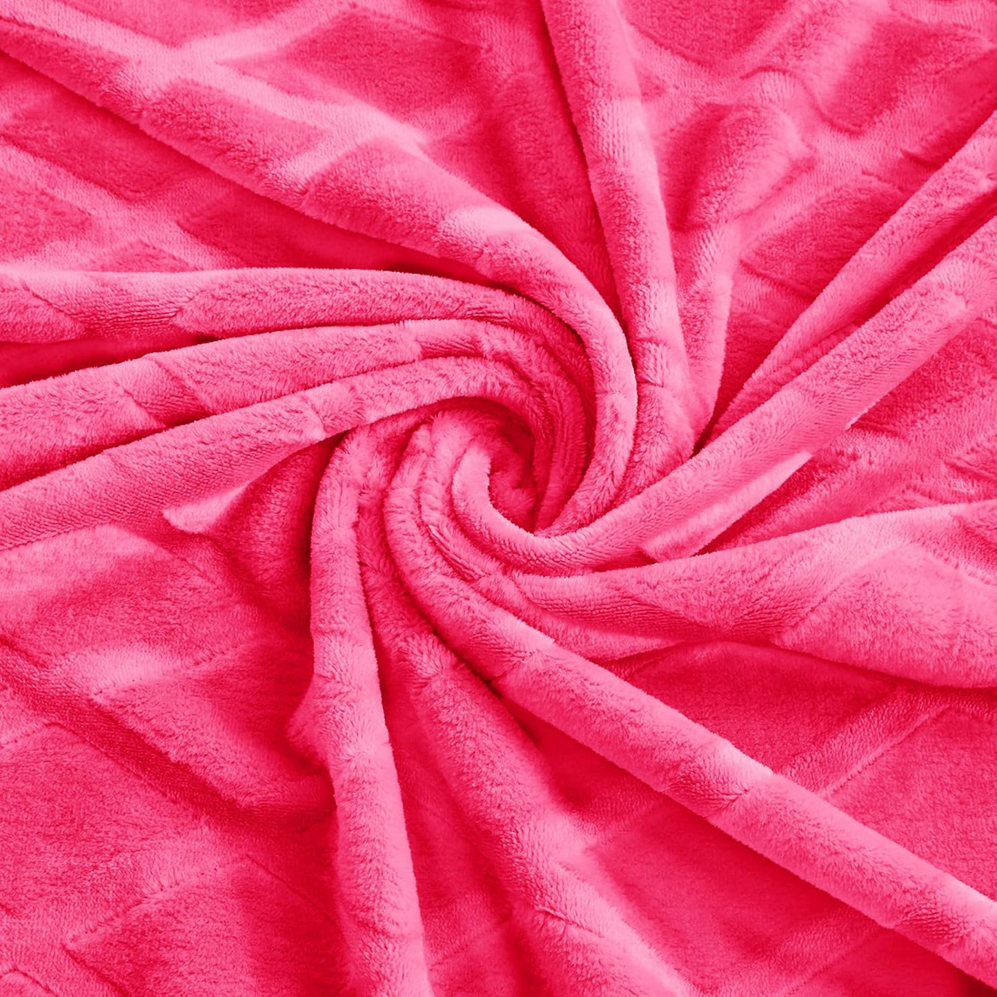 Lightweight Fleece Throw Blanket in Soft Hot Pink with Decorative Pattern, Ideal for Couch and Sofa Bed, 50x70 Inches, All-Season Use