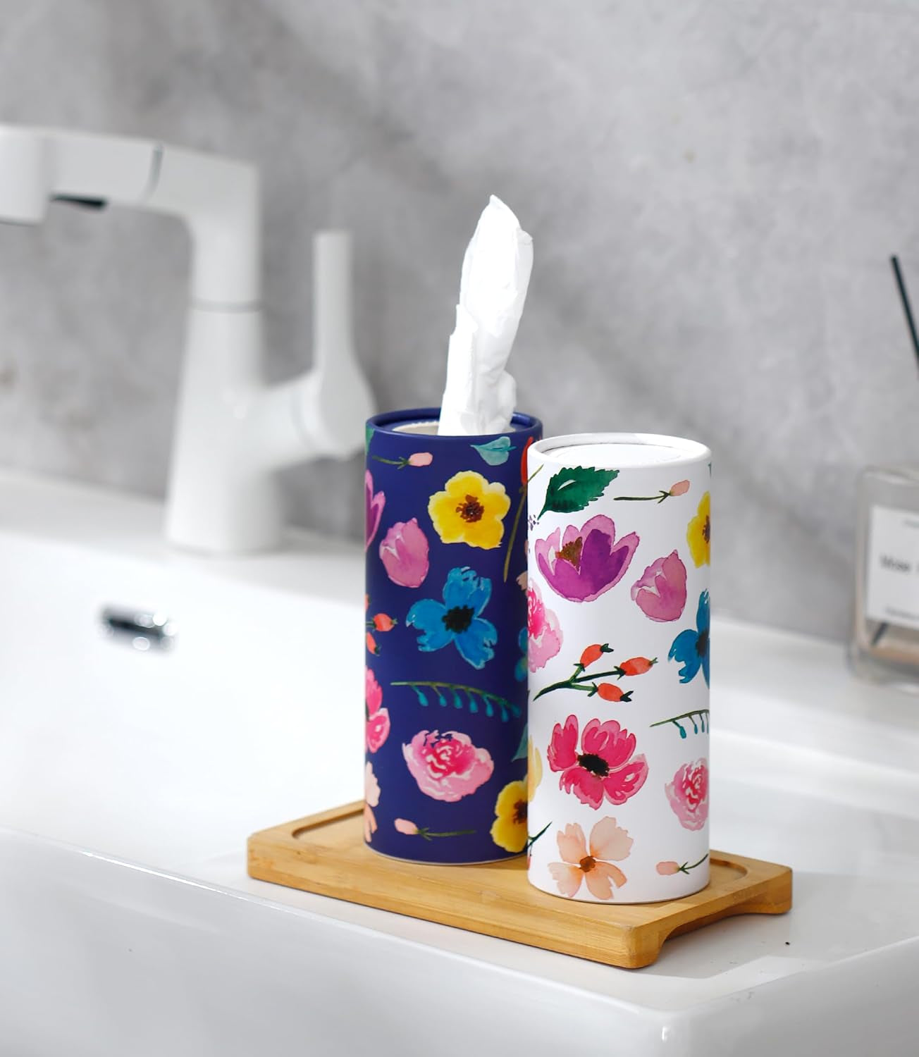 Small Car Tissues Holder with Facial Tissues - 4PK - Travel Tissue Tubes Box Container Perfect Fit for Car Cup Holder Car Tissues Cylinder 200 Sheets