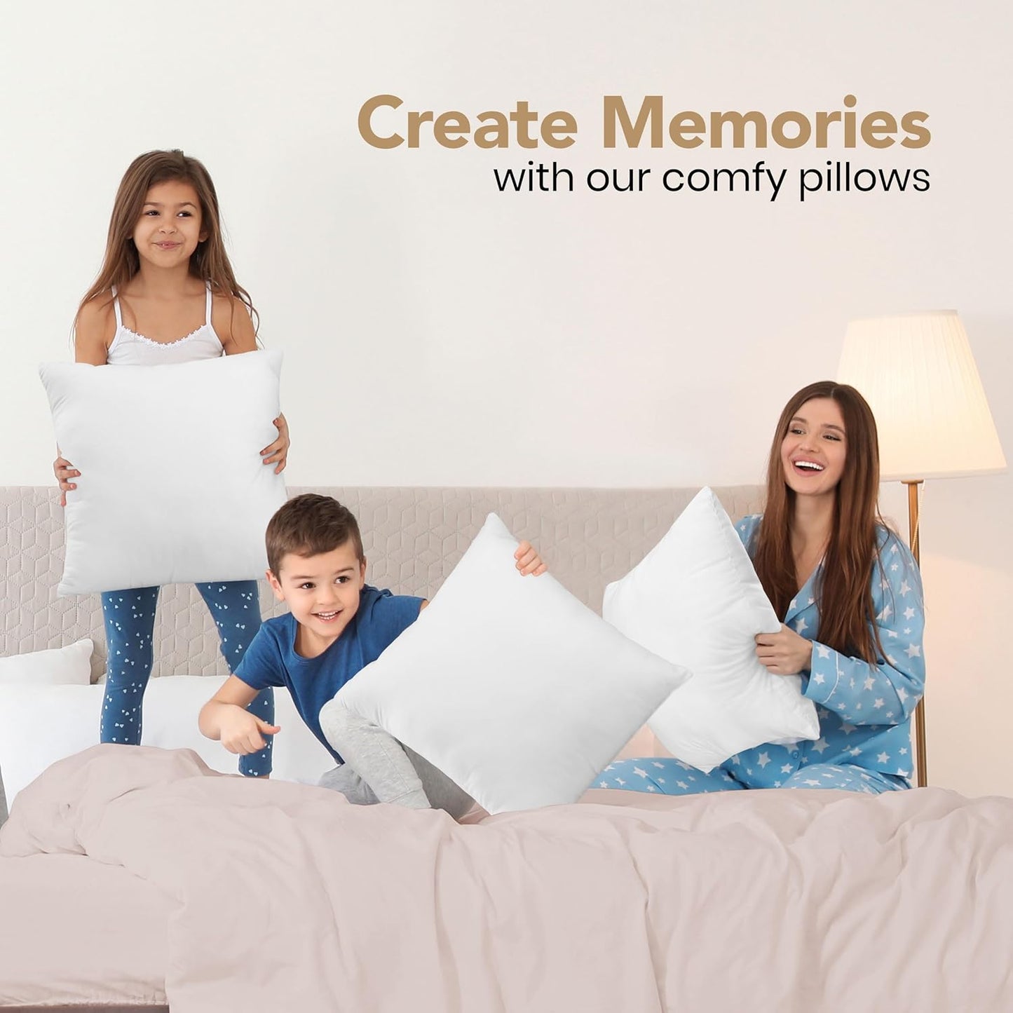 Outdoor Pillow Inserts 18 X 18 Inches (Pack of 2, White), Water Resistant Garden Throw Pillows for Patio and Porch Furniture