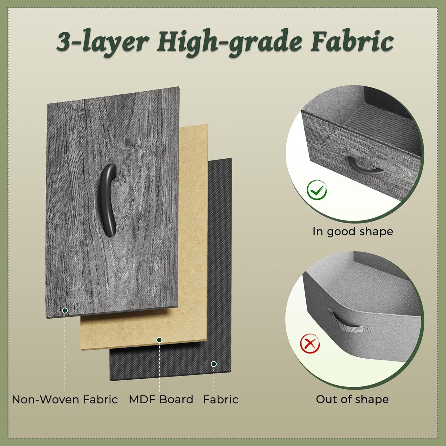 7-Drawer Fabric Dresser and 47-Inch TV Stand for 43-55 Inch TVs, Wide Chest of Drawers for Bedroom Storage, Metal Frame, Grey