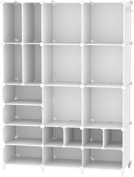 Cube Storage Organizer Closet Storage 12 Cube Shelves, Large and Small Cubes, DIY Portable Closet Clothes Storage Shelfs for Home, Bedroom, White