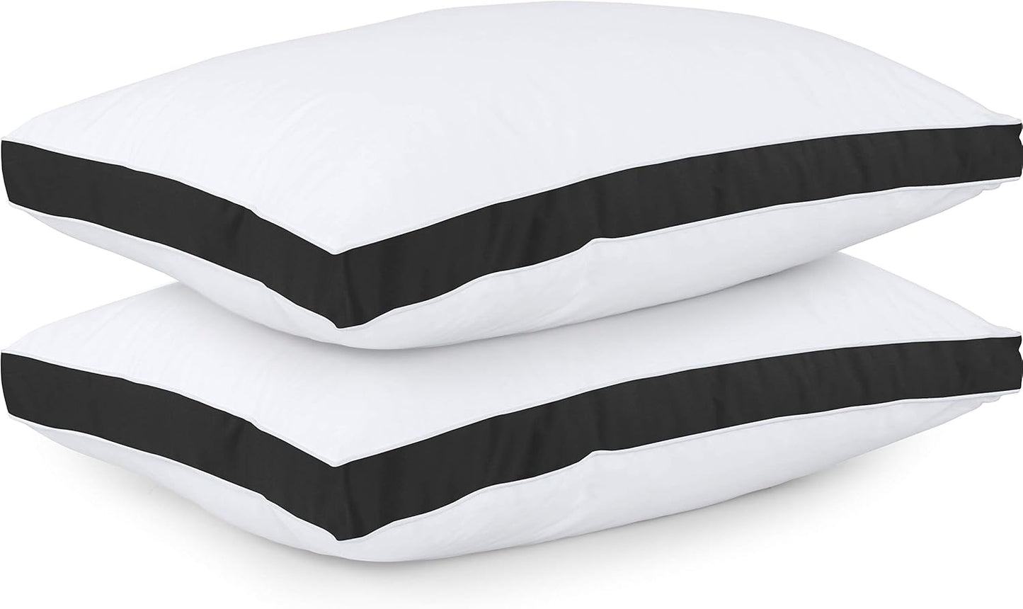 Bed Pillows for Sleeping Queen Size (Black), Set of 2, Cooling Hotel Quality, Gusseted Pillow for Back, Stomach or Side Sleepers