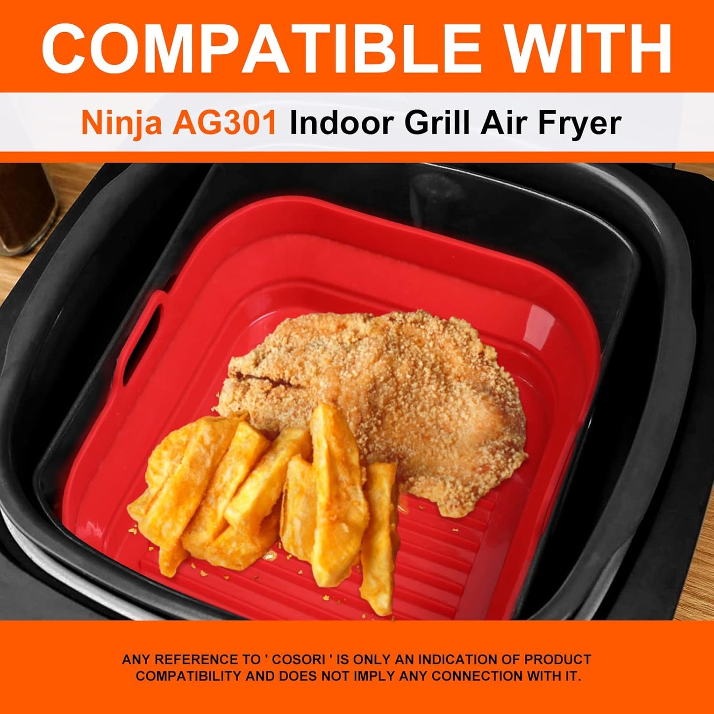Silicone Air Fryer Liner, 2-Pack Reusable Air Fryer Silicone Basket round Air Fryer Oven Accessories Compatible with Ninja Foodi AG301