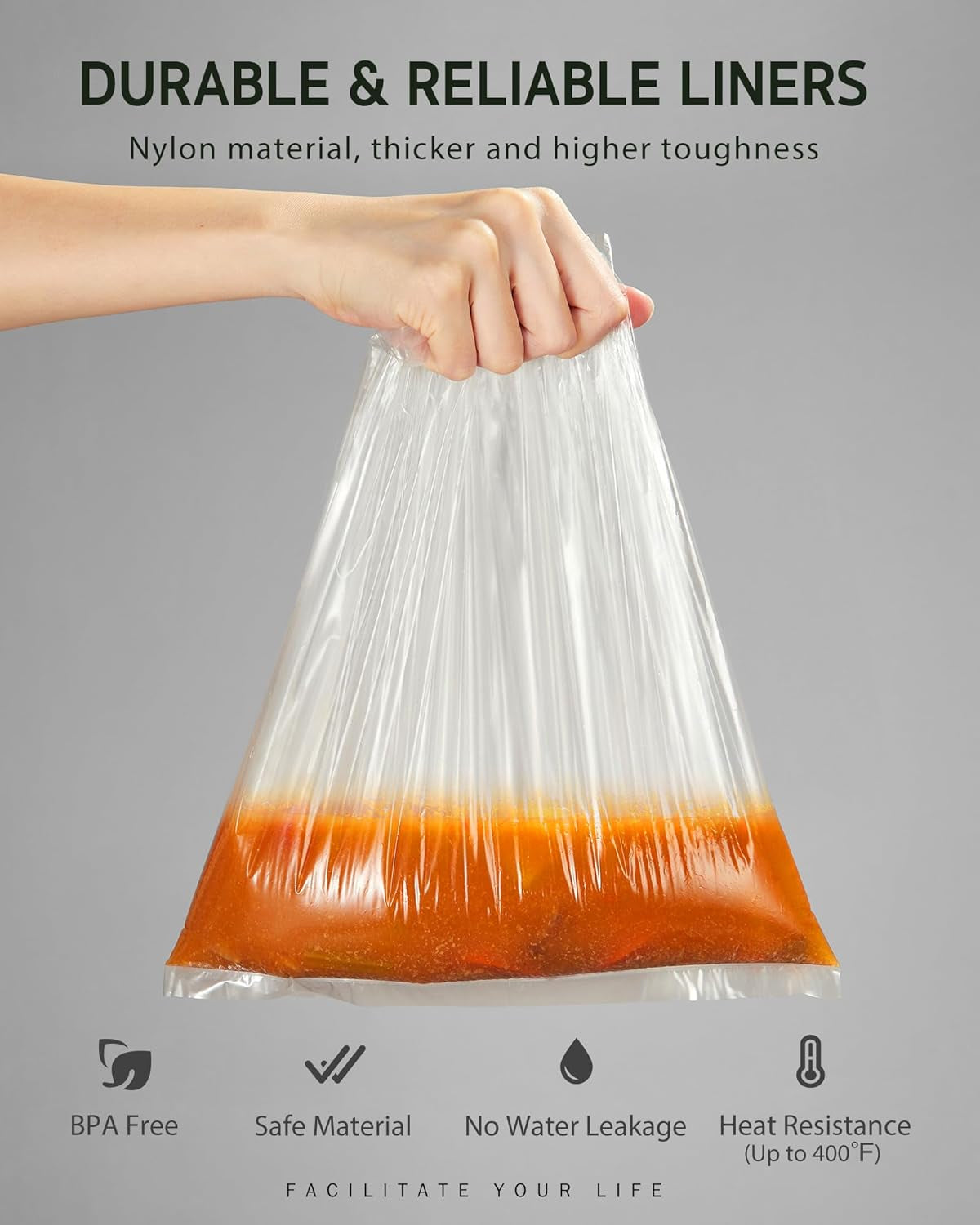 Slow Cooker Liners, 10 Count Cooking Bags Small Size Disposable Pot Liners Plastic Bags, Fit 1QT to 3QT for Slow Cooker Cooking Trays, 10.5"X 17.5", 10 Liners