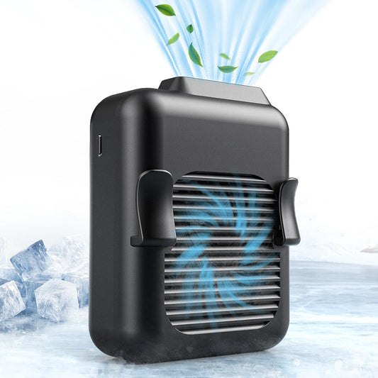 Portable Mini Waist Belt Fan Rechargeable, 23H Use Time, 5100RPM Strong Airflow with 3 Speed Levels, Hands-Free Necklace Fan for Blue Collar, Weeding, Personal under Shirt Cooling for Outdoor