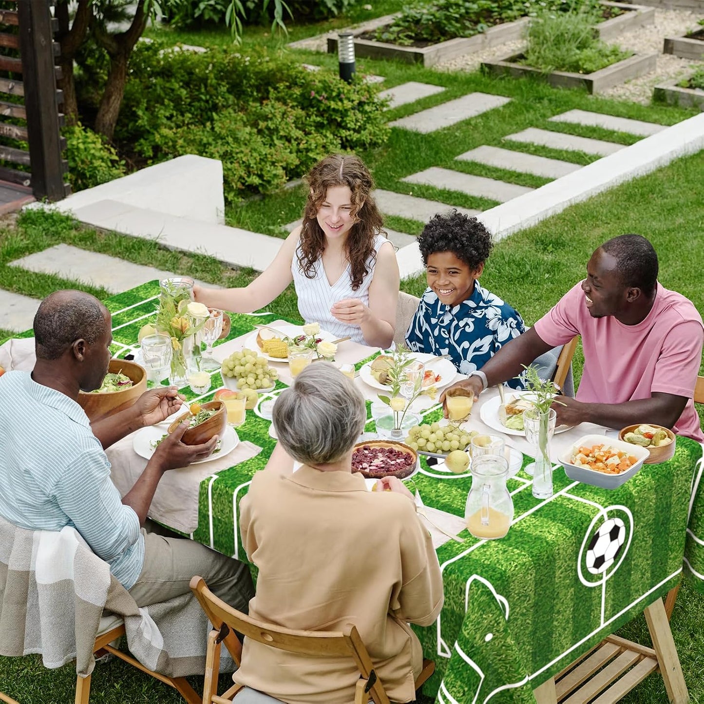 2 Pack Soccer Plastic Tablecloth Soccer Party Decorations Soccer Grass Disposable Rectangle Table Cover for Soccer Theme Birthday Party Decoration 54 X 108 Inch