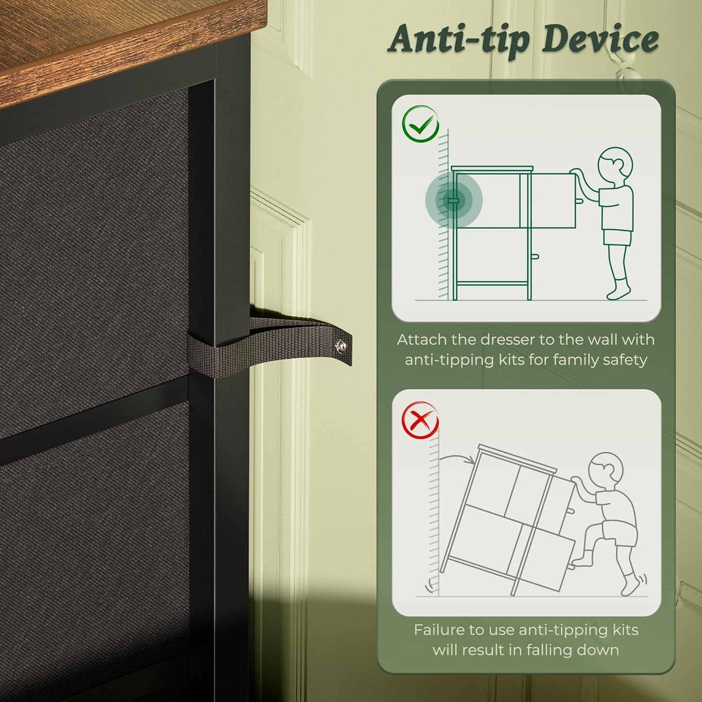 63-Inch Rustic Brown Dresser with 9 Drawers, Versatile Entertainment Center and Large TV Stand for 55-70 Inch TVs
