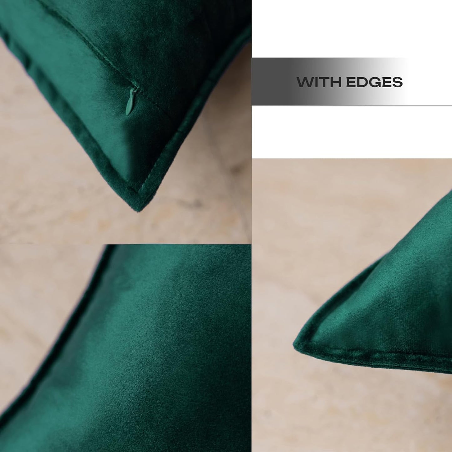 Velvet Emerald Green Throw Pillow Covers 18X18 Inches Pack of 2 Soft Decorative Square Cushion Covers for Couch Sofa Bed Livingroom Car,45X45Cm,Deep Dark Green