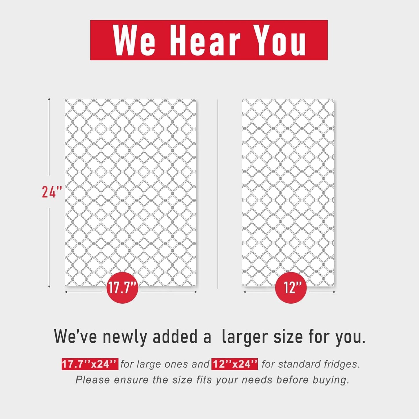 Non Slip Refrigerator Liners, 2-In-1 Fridge Mats and Fresh-Keeping Shelf Liners, Absorbs Excess Moisture, Bpa-Free, Multiple Sizes for Glass Shelves Kitchen Cabinets Drawers, 6 Pack, 12" × 24"