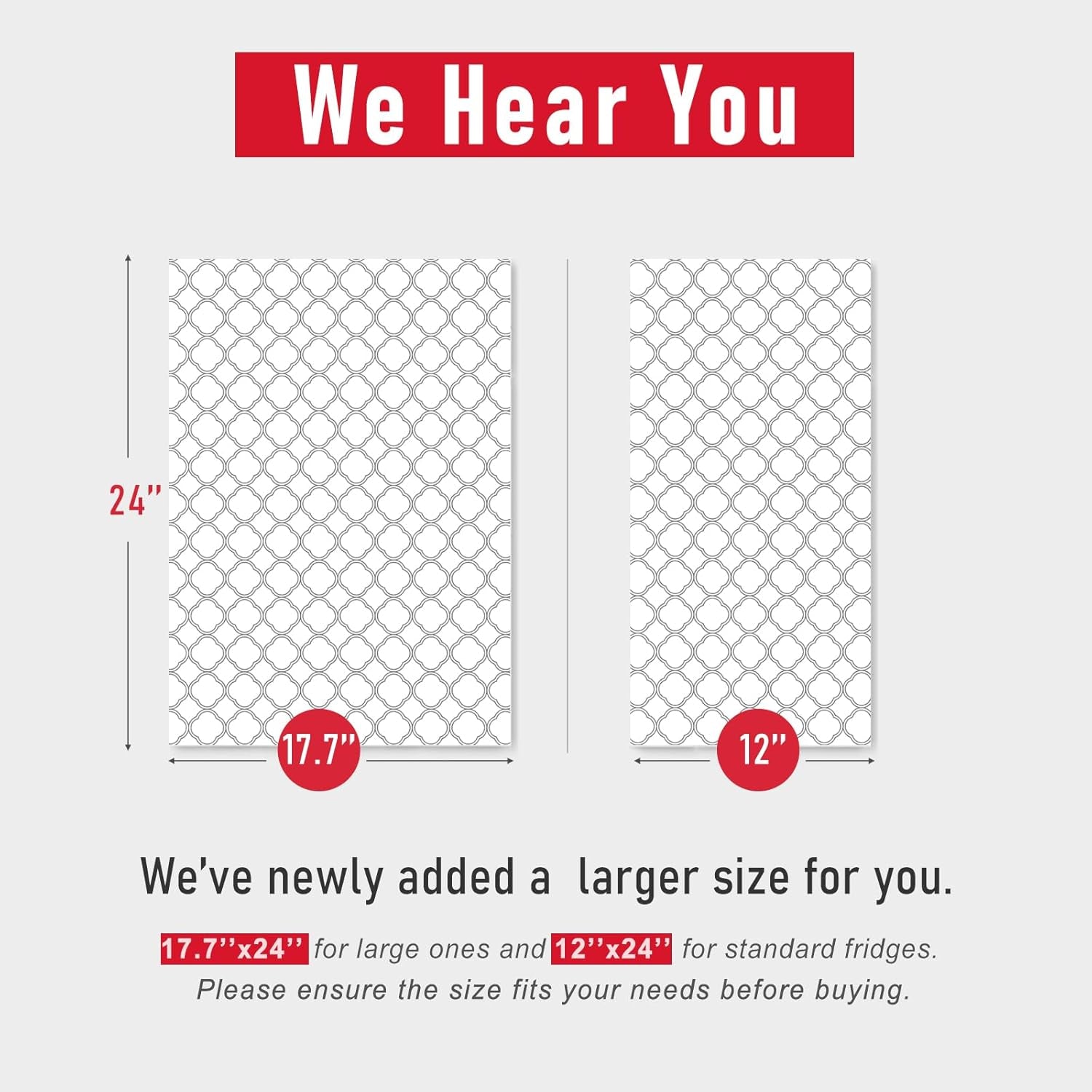 Non Slip Refrigerator Liners, 2-In-1 Fridge Mats and Fresh-Keeping Shelf Liners, Absorbs Excess Moisture, Bpa-Free, Multiple Sizes for Glass Shelves Kitchen Cabinets Drawers, 6 Pack, 12" × 24"