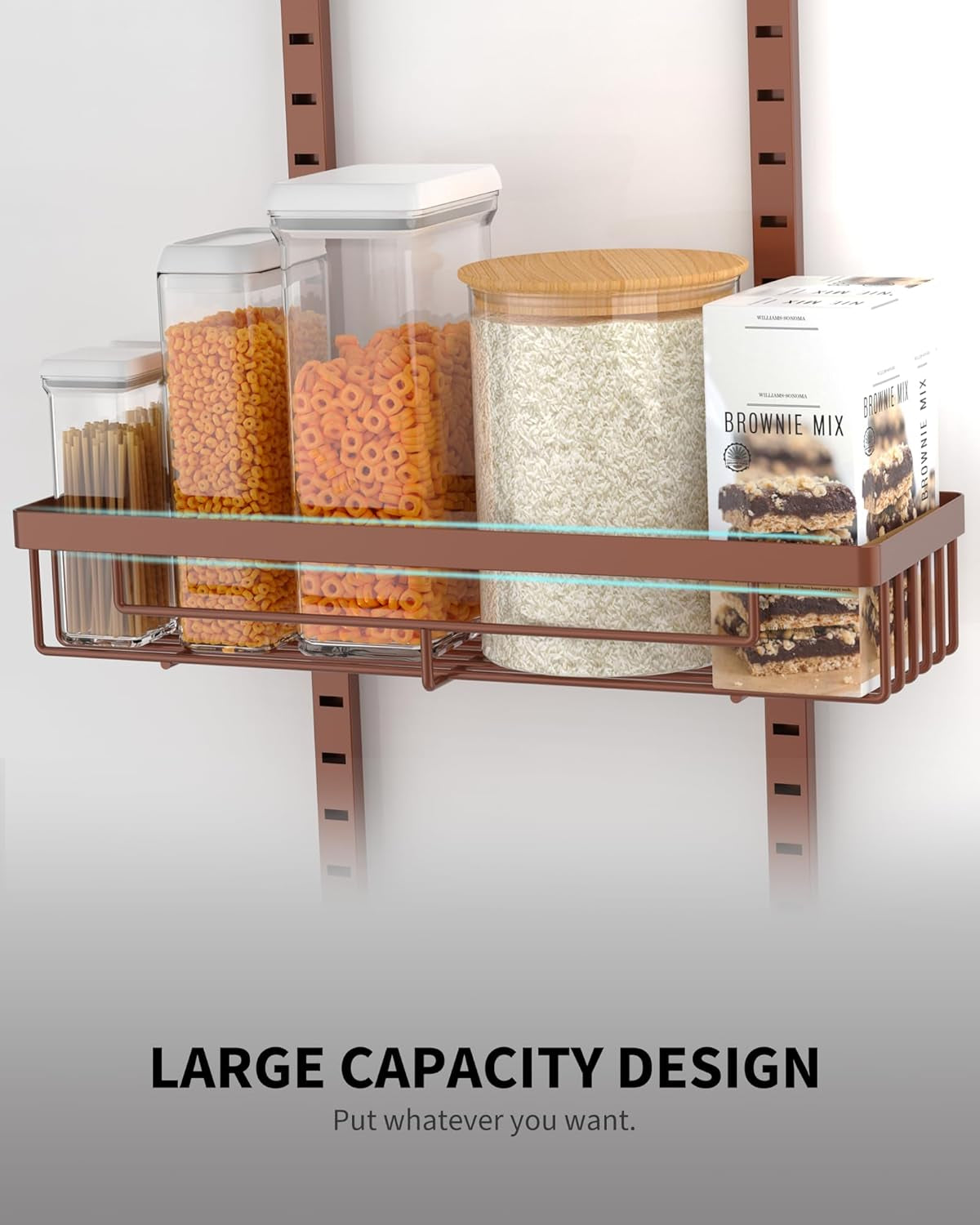 6-Tier Door Food Storage Cabinet Organizer - White Hanging Kitchen Basket Organizer with Wall Mounted Spice Rack - Rear Cabinet Door Spice Rack for Bathroom, Home, Bedroom (Bronze)