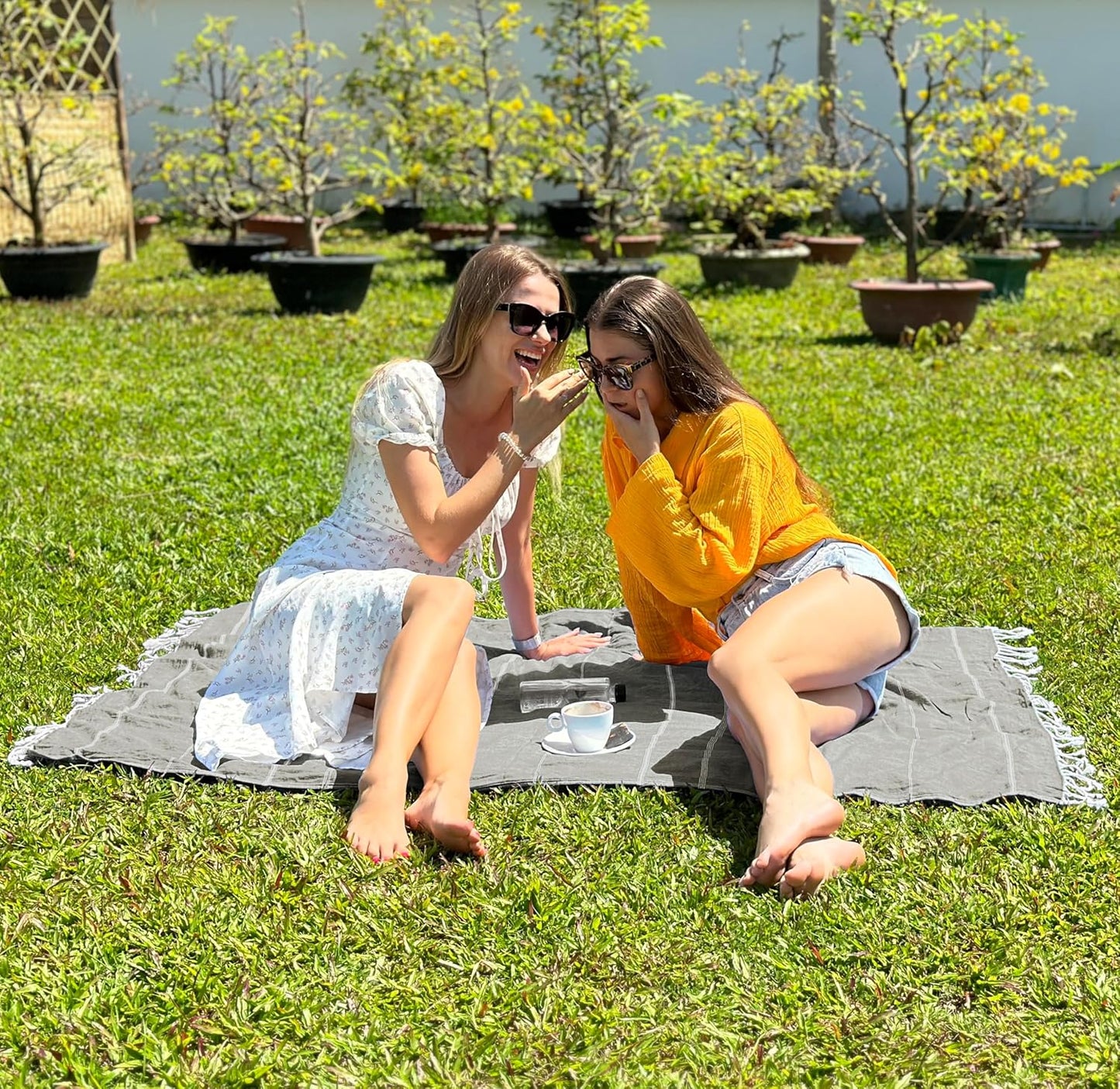 Pack of 2 Turkish Beach Towel (40X72 Inches), Oversized 100% Cotton Sand Free Lightweight Absorbent Quick-Dry Beach Blanket, Extra Large Turkish Bath Towels for Travel (Cool Grey)