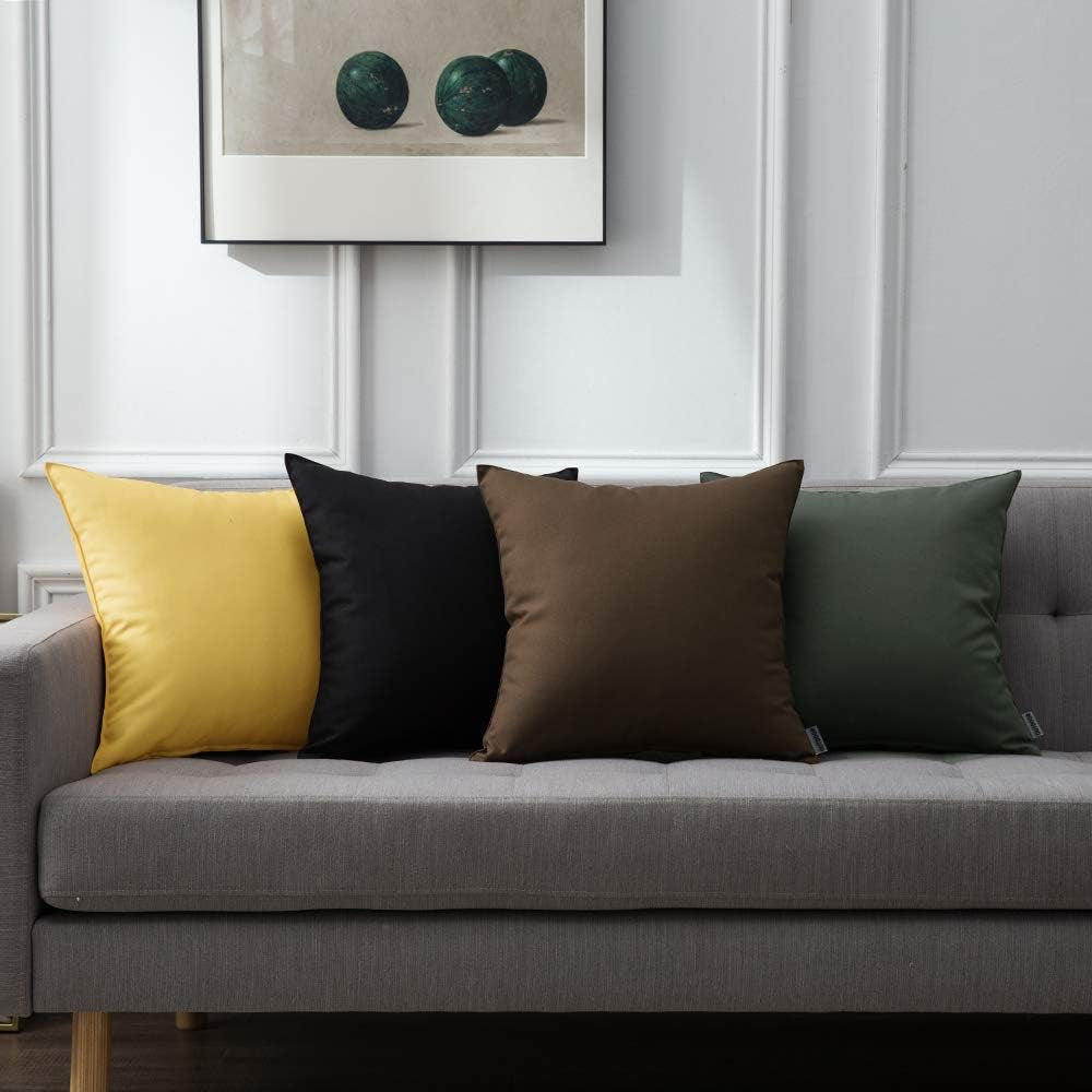 Pack of 2 Decorative Outdoor Waterproof Pillow Covers Square Garden Cushion Sham Throw Pillowcase Shell for Patio Tent Couch 18X18 Inch Yellow