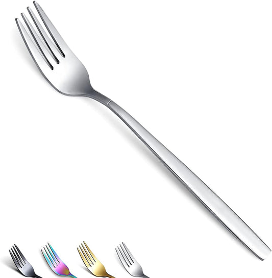 Set of 6 Modern Stainless Steel Dinner Forks and Spoons Silverware