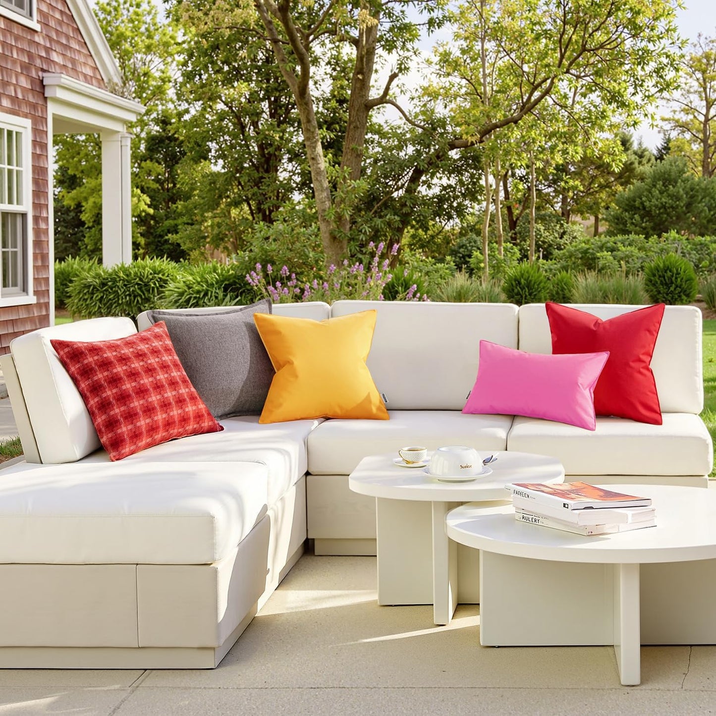 Outdoor Pillow Covers Yellow Waterproof Decorative Patio Throw Pillow Covers Fade Resistant for Furniture Tent Couch Sofa Living Room Pack of 2 Spring Summer Pillowcases 18X18 Inch