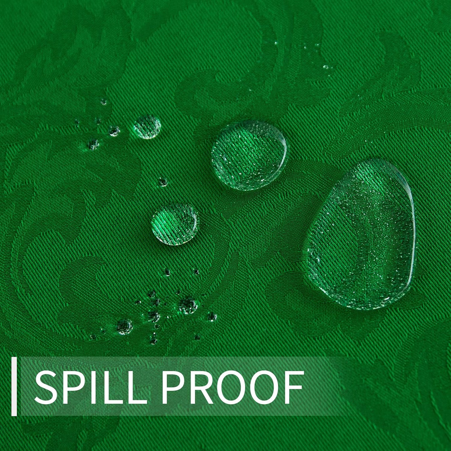 210GSM Solid Flower Jacquard Table Cloth - Heavy Duty Waterproof Wrinkle Free Microfiber Tablecloth, Decorative Fabric Table Cover for Outdoor and Indoor Use (Green, Rectangle 60 X 84 Inch)