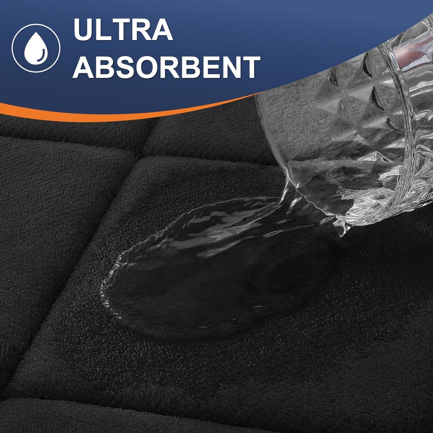 Memory Foam Toilet Rugs U-Shaped 24X20, Ultra Soft and Absorbent Bathroom Rugs, Machine Washable Quick Dry, Comfortable Bathroom Contour Bath Mats for Toilet Base, Black